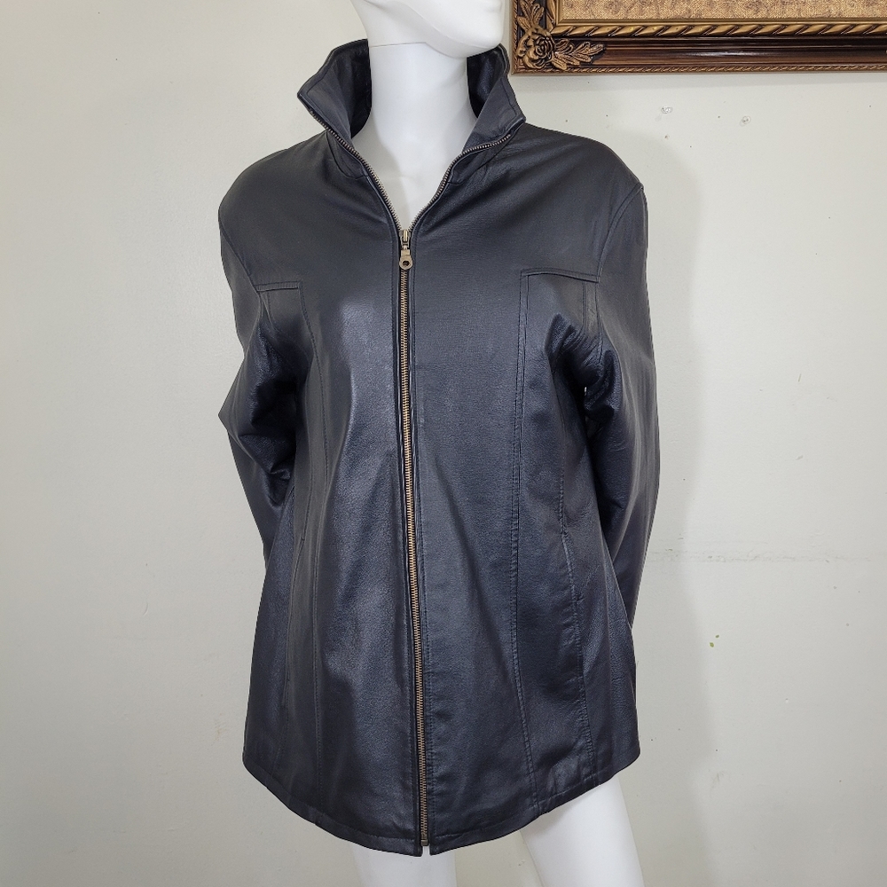 Kc collection black leather jacket size XL